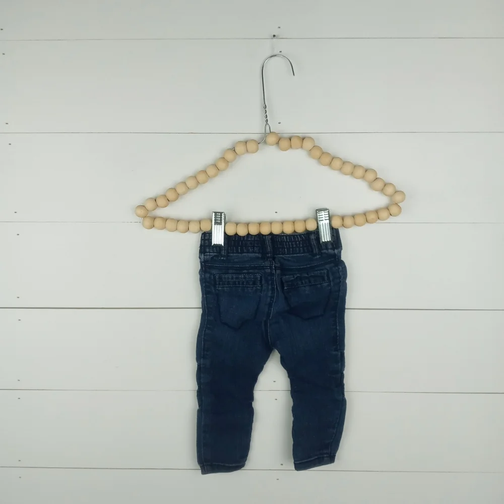 Old Navy girls size 12-18 mos dark wash denim hipster skinny jeans snap zipper